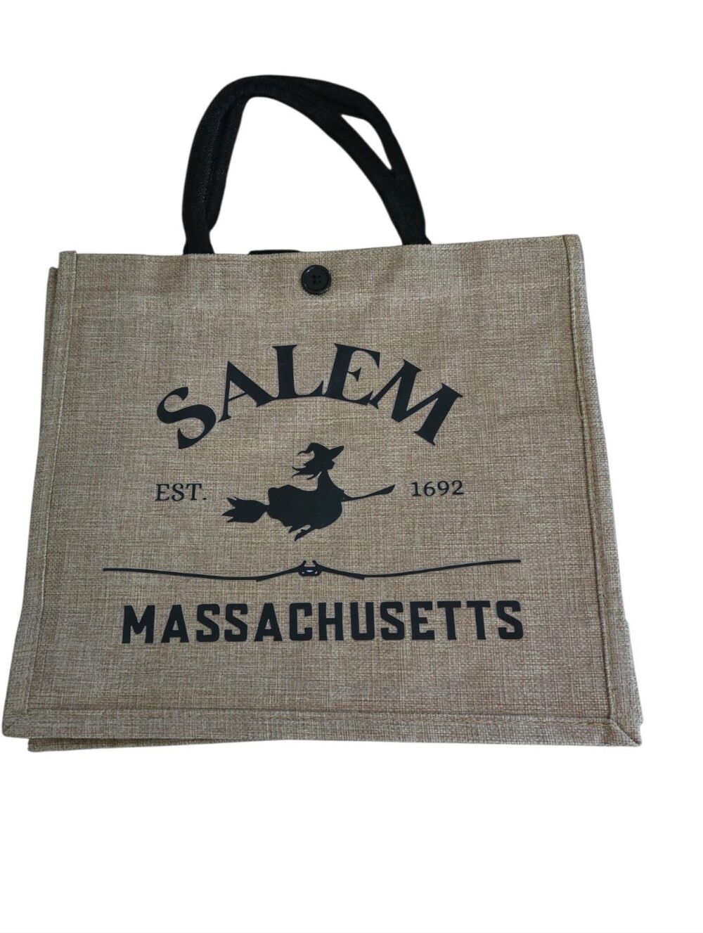 Salem Massachusetts Linen Tote in Tan and Black